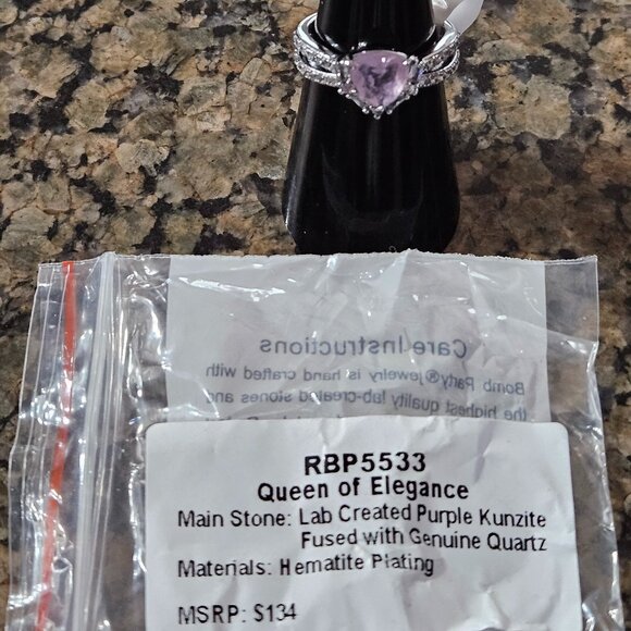 Bomb Party RBP5533 "Queen of Elegance" Purple Kunzite Fused with Quartz Sz 6 - Picture 5 of 5